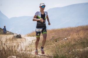 Alexandra Tondeur running Alpe d'Huez Triathlon